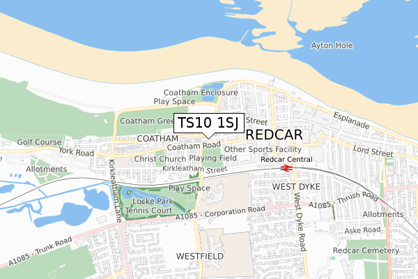 TS10 1SJ map - small scale - OS Open Zoomstack (Ordnance Survey)