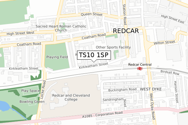 TS10 1SP map - large scale - OS Open Zoomstack (Ordnance Survey)