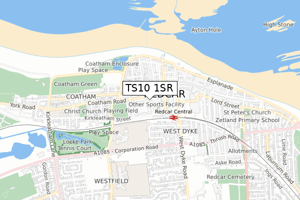 TS10 1SR map - small scale - OS Open Zoomstack (Ordnance Survey)