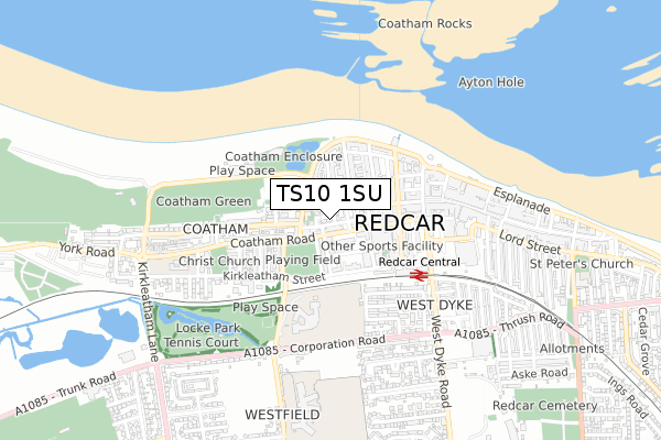 TS10 1SU map - small scale - OS Open Zoomstack (Ordnance Survey)