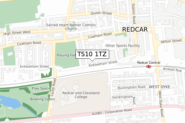 TS10 1TZ map - large scale - OS Open Zoomstack (Ordnance Survey)