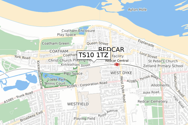 TS10 1TZ map - small scale - OS Open Zoomstack (Ordnance Survey)