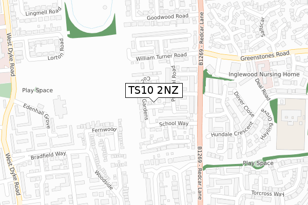 TS10 2NZ map - large scale - OS Open Zoomstack (Ordnance Survey)