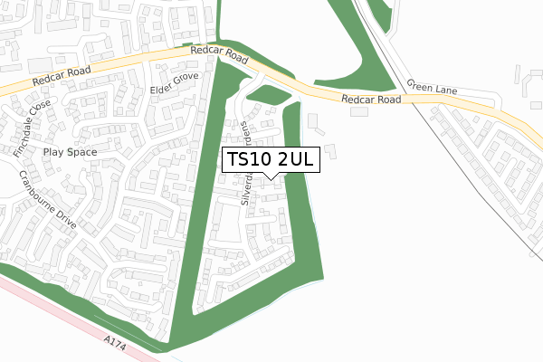 TS10 2UL map - large scale - OS Open Zoomstack (Ordnance Survey)