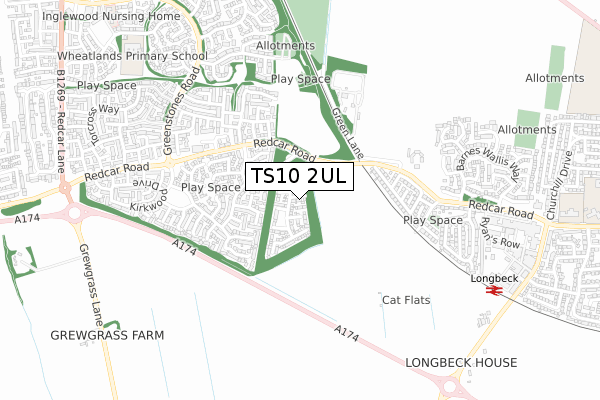 TS10 2UL map - small scale - OS Open Zoomstack (Ordnance Survey)