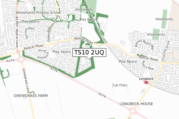 TS10 2UQ map - small scale - OS Open Zoomstack (Ordnance Survey)