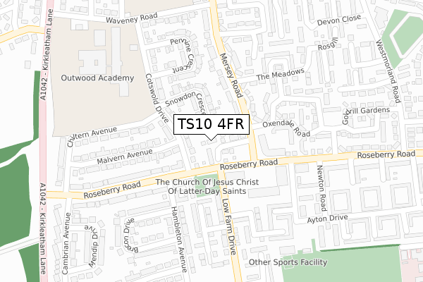 TS10 4FR map - large scale - OS Open Zoomstack (Ordnance Survey)