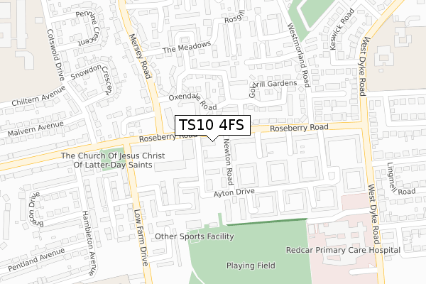 TS10 4FS map - large scale - OS Open Zoomstack (Ordnance Survey)