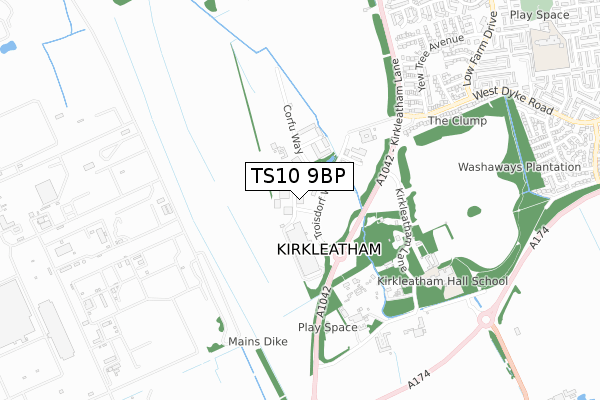 TS10 9BP map - small scale - OS Open Zoomstack (Ordnance Survey)