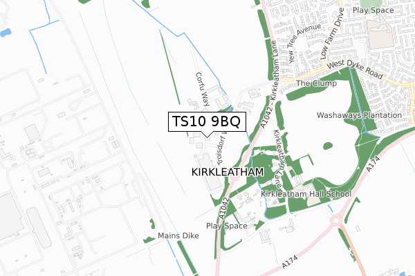 TS10 9BQ map - small scale - OS Open Zoomstack (Ordnance Survey)