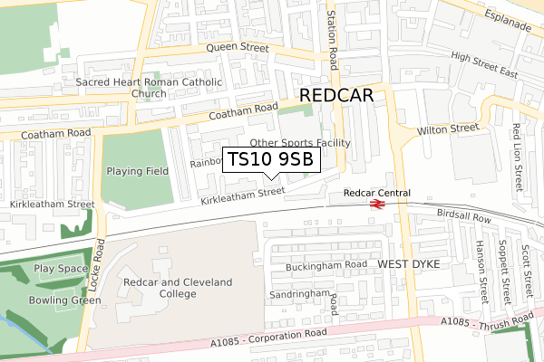 TS10 9SB map - large scale - OS Open Zoomstack (Ordnance Survey)