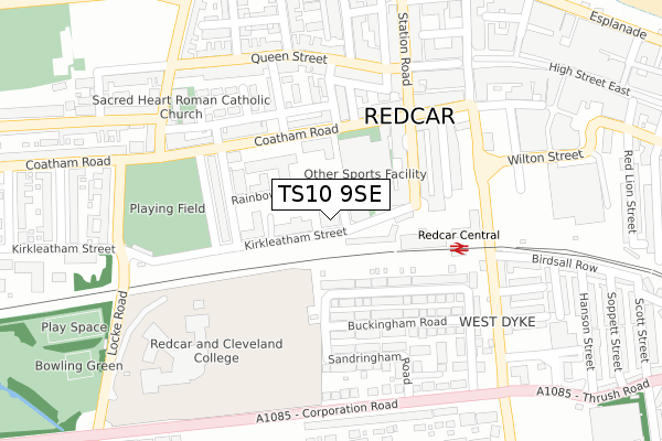 TS10 9SE map - large scale - OS Open Zoomstack (Ordnance Survey)