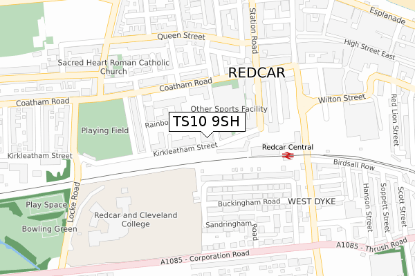 TS10 9SH map - large scale - OS Open Zoomstack (Ordnance Survey)