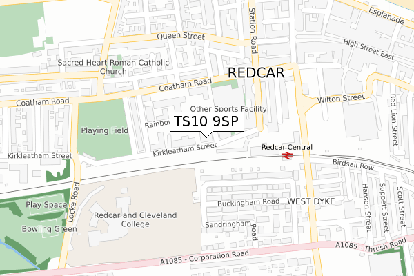 TS10 9SP map - large scale - OS Open Zoomstack (Ordnance Survey)