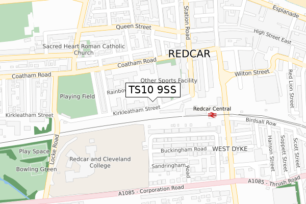 TS10 9SS map - large scale - OS Open Zoomstack (Ordnance Survey)