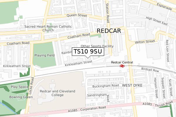 TS10 9SU map - large scale - OS Open Zoomstack (Ordnance Survey)