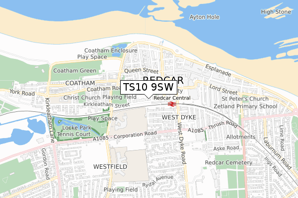 TS10 9SW map - small scale - OS Open Zoomstack (Ordnance Survey)