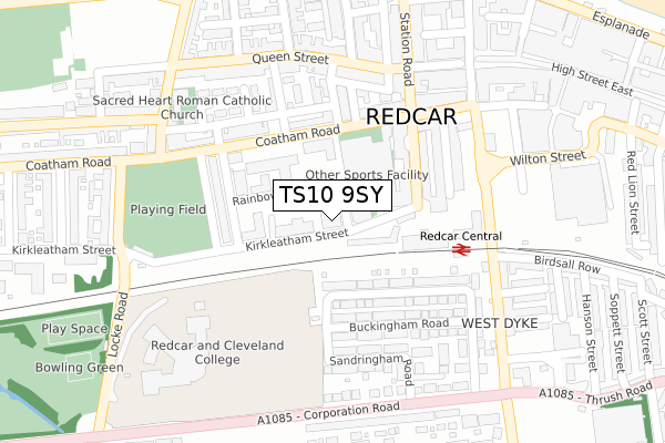 TS10 9SY map - large scale - OS Open Zoomstack (Ordnance Survey)