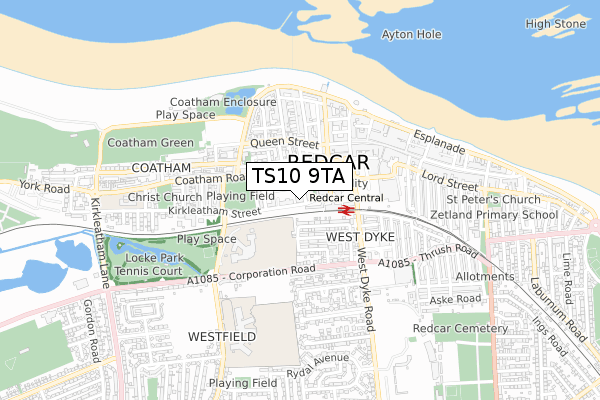 TS10 9TA map - small scale - OS Open Zoomstack (Ordnance Survey)
