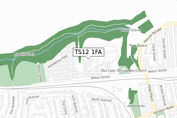 TS12 1FA map - large scale - OS Open Zoomstack (Ordnance Survey)