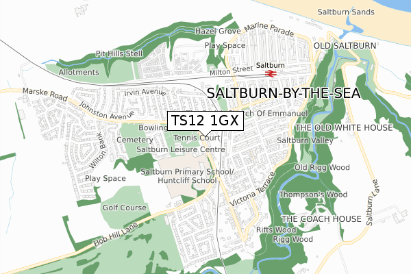 TS12 1GX map - small scale - OS Open Zoomstack (Ordnance Survey)