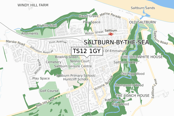 TS12 1GY map - small scale - OS Open Zoomstack (Ordnance Survey)