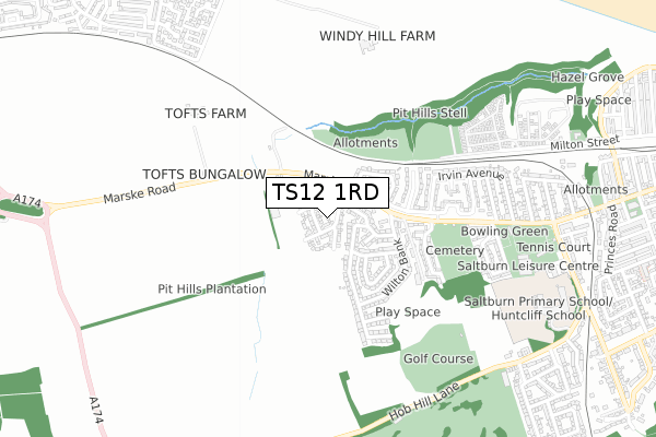 TS12 1RD map - small scale - OS Open Zoomstack (Ordnance Survey)