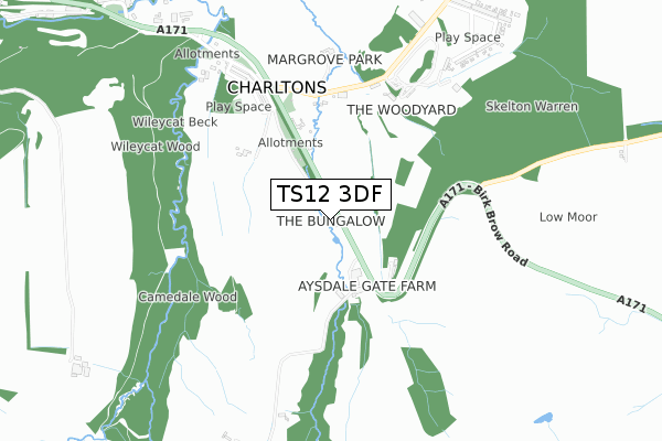 TS12 3DF map - small scale - OS Open Zoomstack (Ordnance Survey)