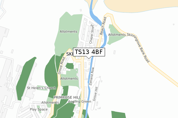 TS13 4BF map - large scale - OS Open Zoomstack (Ordnance Survey)