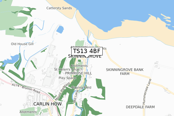 TS13 4BF map - small scale - OS Open Zoomstack (Ordnance Survey)