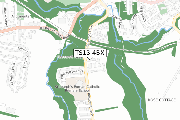 TS13 4BX map - large scale - OS Open Zoomstack (Ordnance Survey)