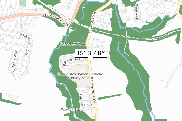 TS13 4BY map - large scale - OS Open Zoomstack (Ordnance Survey)