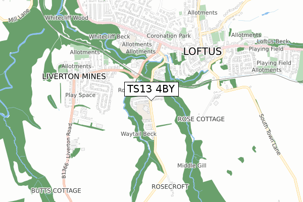 TS13 4BY map - small scale - OS Open Zoomstack (Ordnance Survey)