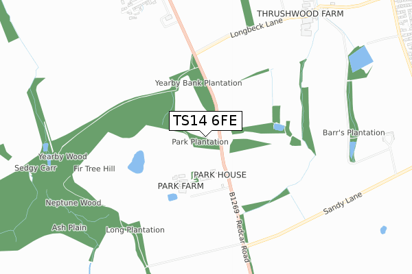 TS14 6FE map - small scale - OS Open Zoomstack (Ordnance Survey)