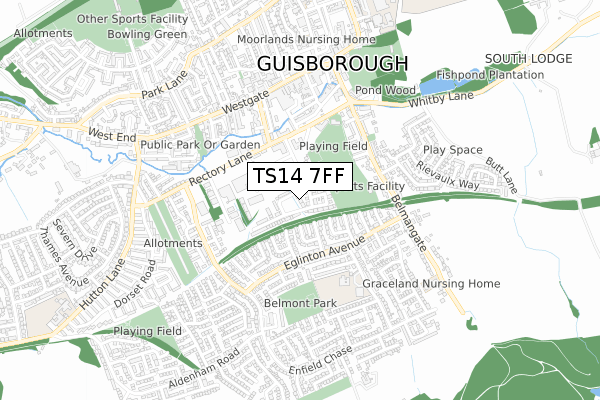 TS14 7FF map - small scale - OS Open Zoomstack (Ordnance Survey)