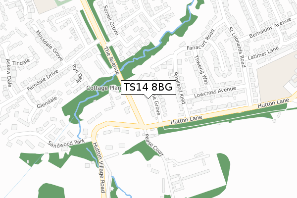 TS14 8BG map - large scale - OS Open Zoomstack (Ordnance Survey)