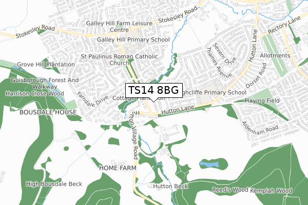 TS14 8BG map - small scale - OS Open Zoomstack (Ordnance Survey)