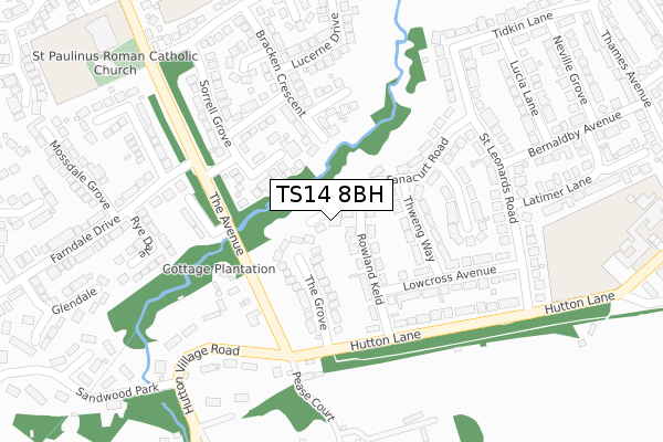 TS14 8BH map - large scale - OS Open Zoomstack (Ordnance Survey)