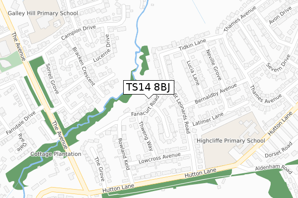 TS14 8BJ map - large scale - OS Open Zoomstack (Ordnance Survey)