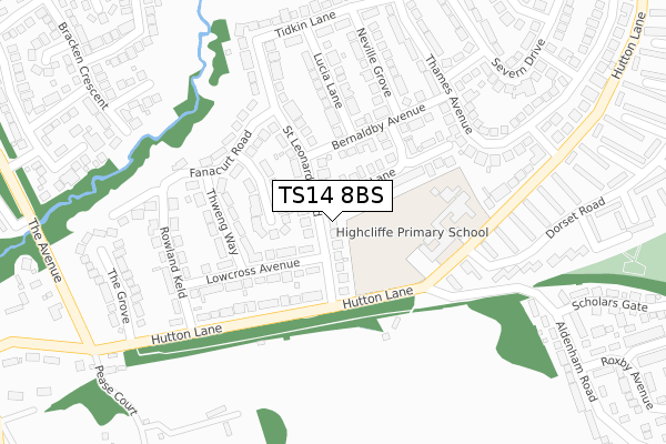 TS14 8BS map - large scale - OS Open Zoomstack (Ordnance Survey)