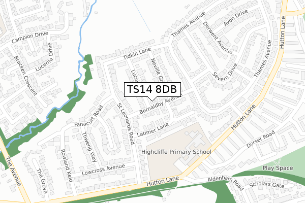 TS14 8DB map - large scale - OS Open Zoomstack (Ordnance Survey)