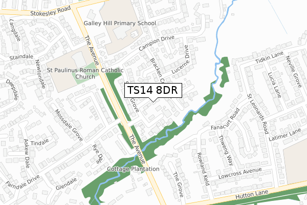 TS14 8DR map - large scale - OS Open Zoomstack (Ordnance Survey)