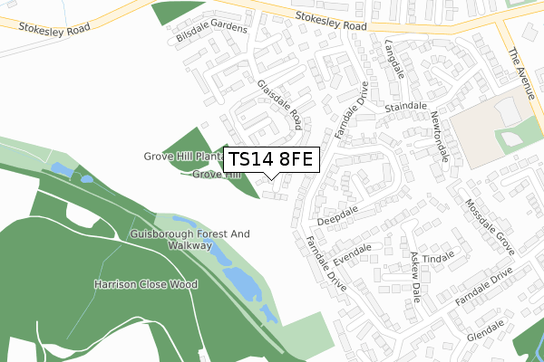 TS14 8FE map - large scale - OS Open Zoomstack (Ordnance Survey)