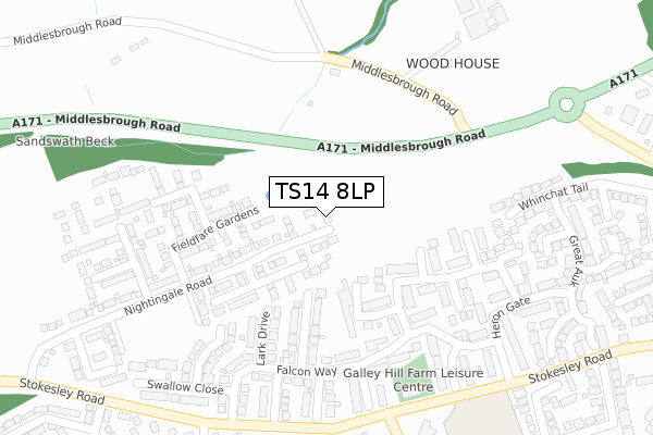 TS14 8LP map - large scale - OS Open Zoomstack (Ordnance Survey)