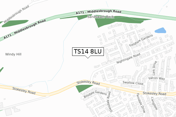 TS14 8LU map - large scale - OS Open Zoomstack (Ordnance Survey)