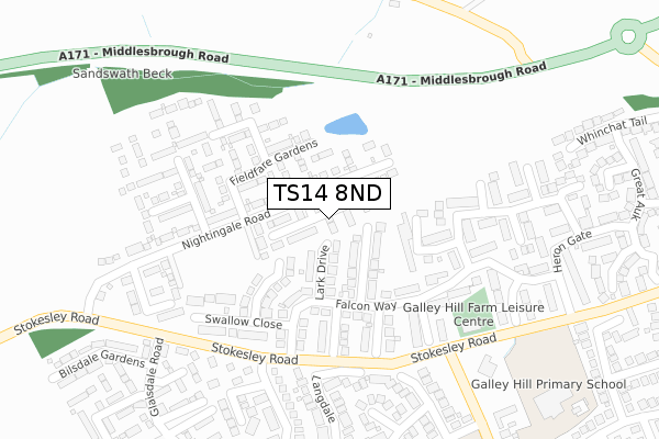 TS14 8ND map - large scale - OS Open Zoomstack (Ordnance Survey)