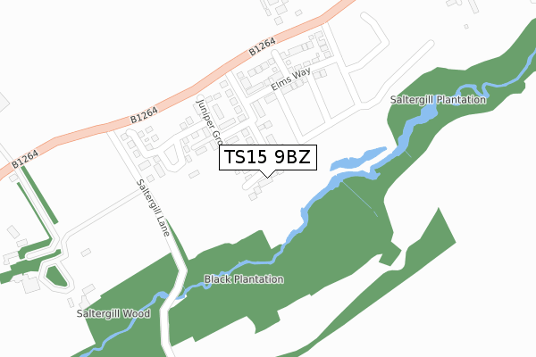 TS15 9BZ map - large scale - OS Open Zoomstack (Ordnance Survey)