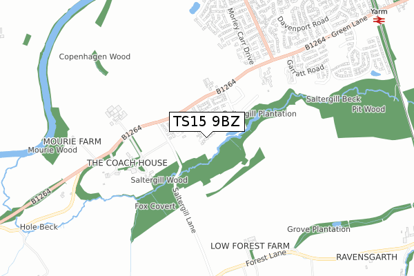 TS15 9BZ map - small scale - OS Open Zoomstack (Ordnance Survey)