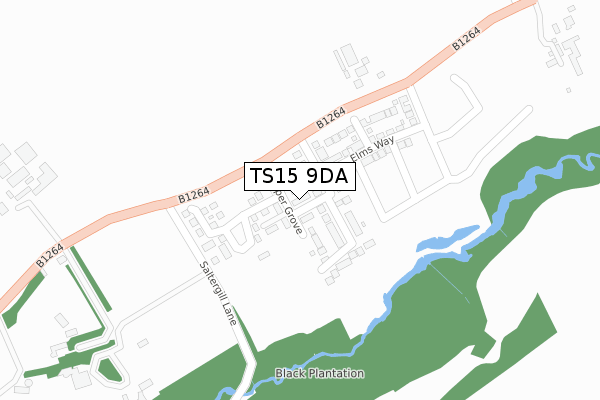 TS15 9DA map - large scale - OS Open Zoomstack (Ordnance Survey)