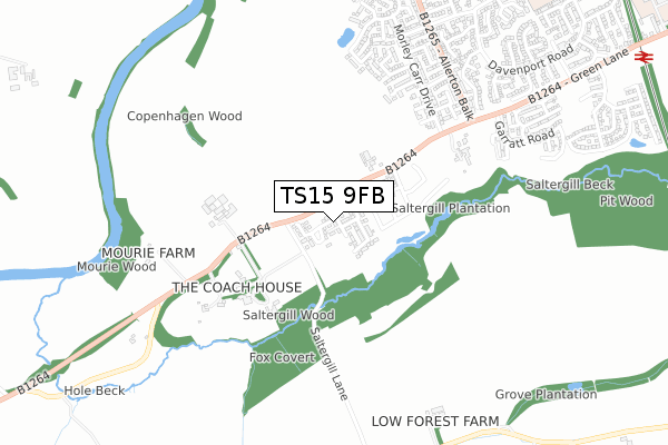 TS15 9FB map - small scale - OS Open Zoomstack (Ordnance Survey)